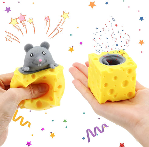 6 Pack Cheese Toy Stress Cheese Rat Toy, Sensory Anxiety Relief Office Toy Ball Fidget Toys for Birthday Stress Relief