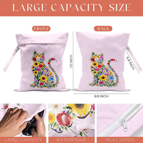 VBCVBGFH 4 Pack Cute Wet Bag Waterproof Washable Reusable Wet Dry Bag for Swimsuit Clothes Cloth Diaper Travel Beach