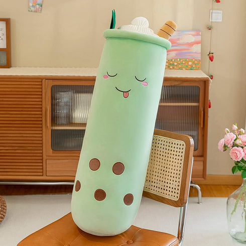 Cute Plushies Boba Plushie Long Pillow, Bubble Tea Stuffed Animal Gift for Kids and Adults (36 Inch)
