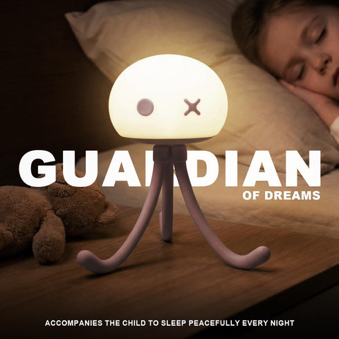 Jellyfish Night Light for Kids Bed Frame - Room Decor & Special Cute Funny Gifts, Rechargeable Baby Nursery Lamp