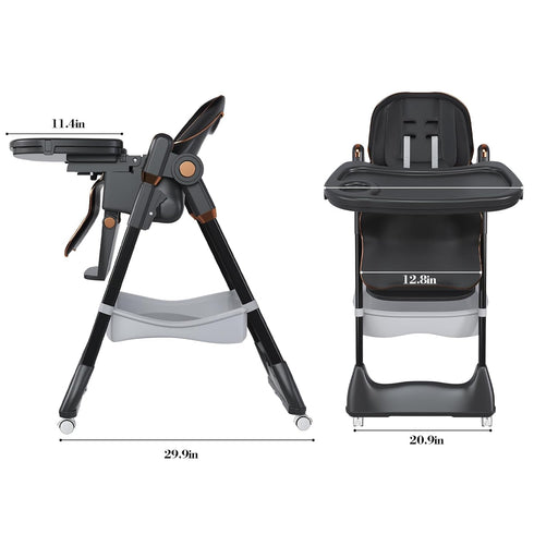KYDEVO 5 3 Portable High Chair, High Chairs for Babies and Toddlers, Adjustable Baby Chair, Height & Recline Adjustable