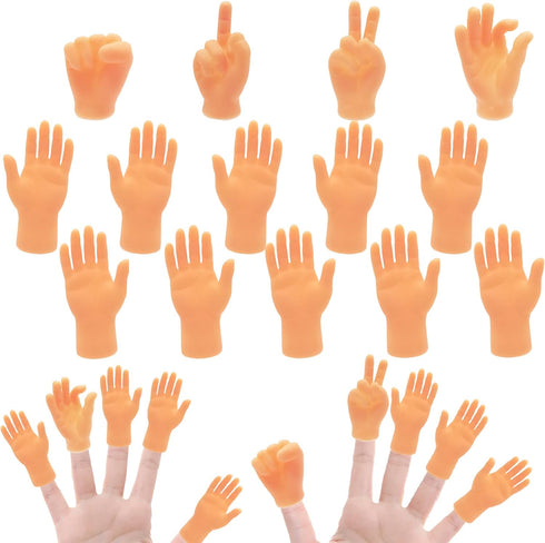 14 Pcs Tiny Finger Hands | Premium Rubber Mini Tiny Finger Puppets for Puppet Show, Gag Performance, Party Favors