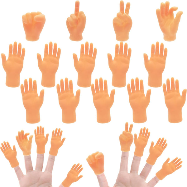 14 Pcs Tiny Finger Hands | Premium Rubber Mini Tiny Finger Puppets for Puppet Show, Gag Performance, Party Favors