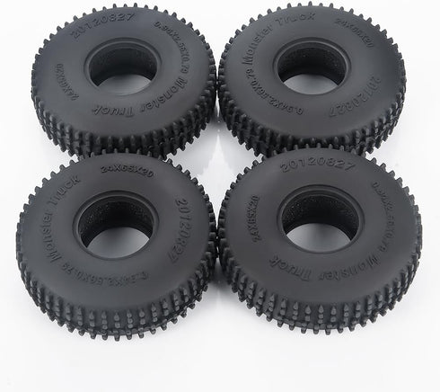 RCLIONS Rubber 1.0 Tires - Multi Terrain Pin Crawler Tyre 65x20mm for TRX4M SCX24 RC Crawler Car