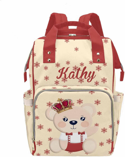 Mommy Daypack MyPupSocks Customized Bear Princess Diaper Bag with Name, Custom Nursing Baby Bags Nappy Bag Casual