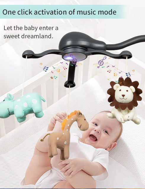 Pack Projection,Pack Baby Crib Mobile for and Play,Bassinet Mobile with Music,Rotation,Nursy Lights,Natural