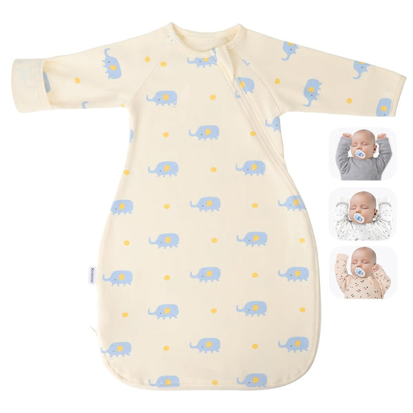 Organic Cotton Transitional Baby Swaddling Sack Soft with Arms Up & Sleeves