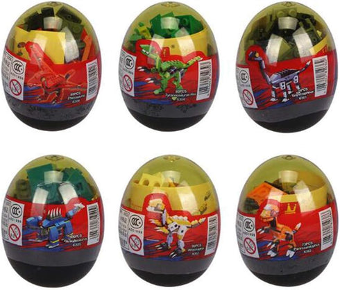 Anditoy 4 Pack Dinosaur Building Blocks Toys in Jumbo Eggs for Kids Boys Girls Easter Basket Stuffers Fillers Gifts