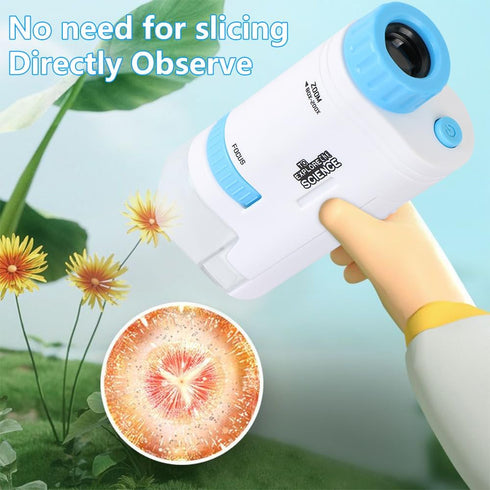 Microscope Pocket Handheld Miniscope 80X-200X Portable with LED Light for Learning and Exploring (Blue)