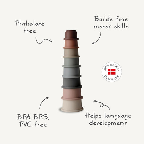 mushie Stacking Cups Toy 8pcs Made in Denmark (Petal)