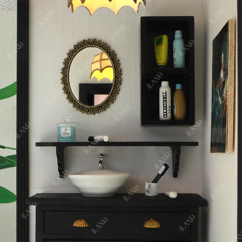 1:12 2pcs iLAND Dollhouse Mirrors, Miniatures Dollhouse Accessories on Scale, Metal Framed Glass Mini Mirror w/Rose