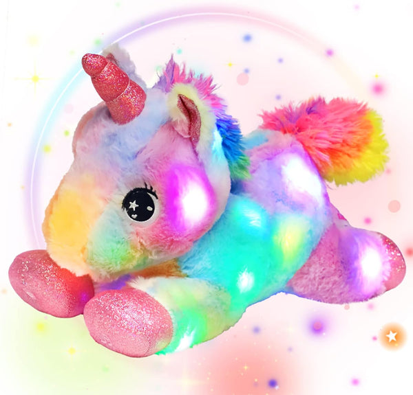 Easfan LED Unicorn Plush Light-up Stuffed Animal with Colorful Night Lights Glow