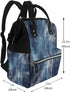 FHEDVBN Backpack Mummy Backpacks Daypack Abstract Blue Diaper Bag for Women Multifunction Waterproof for Mom Dad, Large