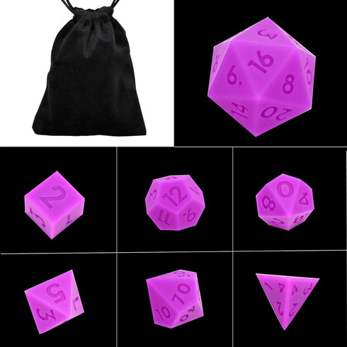 Silicone Dice, DND 7PCS Silicone Dice Set with Flannelette Bag Storage Box for Dungeons & Dragons Role-Playing and