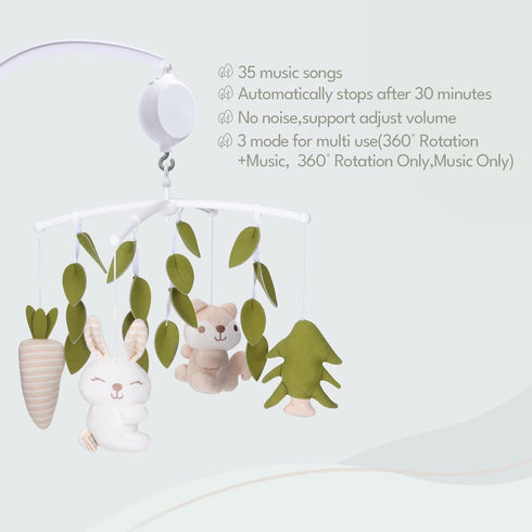 35 Pack Crib Mobile Lullaby Music,Cotton Baby Mobiles for Cribs & N Play, Easy to Install, Stuffed Animals Hanging Toys