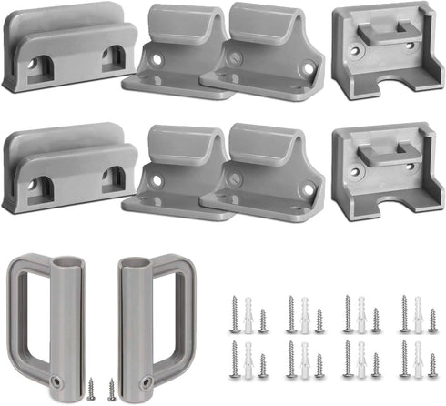 GRENFU Retractable Baby Gate Replacement Parts Kit Grey Pet Gate Full Set Wall Mounting Hardware with Brackets Anchors and Screws