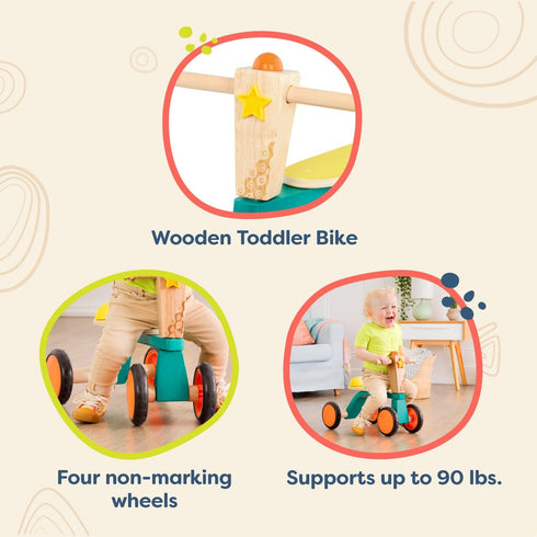 B. Toys Smooth Rider - Ride On Wooden Toddler Bike, Balance Toys for Toddlers, Push & Ride Bike for Ages 18 Months+