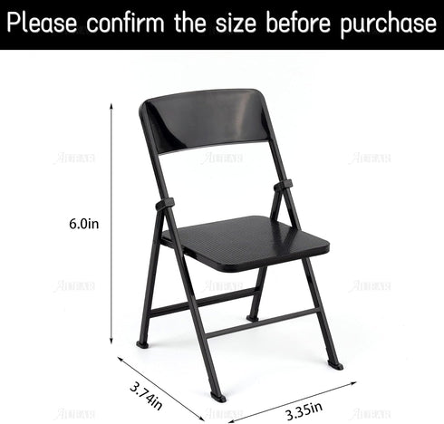 12" 1/6 AUEAR, Plastic Mini Foldable Chairs Decoration Miniature Furniture Black Scale