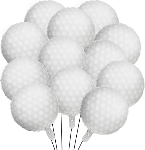 Sosation Golf Ball Balloons Decoration - Golf Themed Round Aluminum Foil Balloons for Birthday Party (12 Pieces)