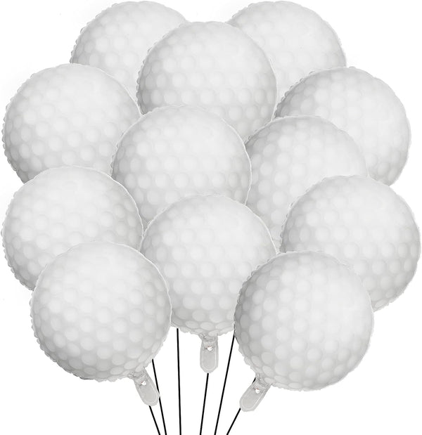 Sosation Golf Ball Balloons Decoration - Golf Themed Round Aluminum Foil Balloons for Birthday Party (12 Pieces)