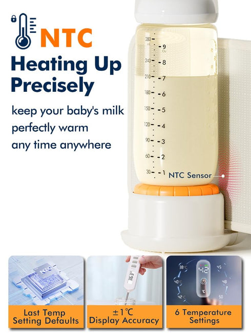 ENERGYMAMI Portable Bottle Warmer for Travel, Baby Bottle Warmer for Breastmilk & Formula, Milk Warmer on the Go