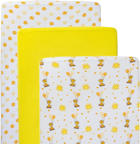 JABMARS. 3 Pack Crib Sheets Ultra Soft Jersey Cotton Baby Crib Sheets, Breathable