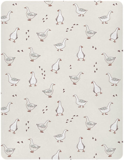 SDMKA 28x52 Inch Goose Farm Animals Crib Sheets for Boys Girls - Portable Microfiber Fitted Crib Sheet for Standard