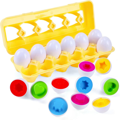 Matching Eggs 12 pcs Set - Educational Color & Shape Recognition Montessori Toys for Toddlers