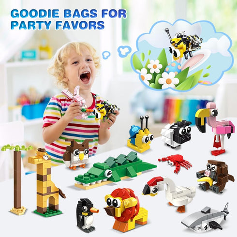 HOGOKIDS 20 Pack Animals Building Blocks - Party Favors for Kids, Easter Gifts, Goodie Bags, Classroom Prizes for Ages
