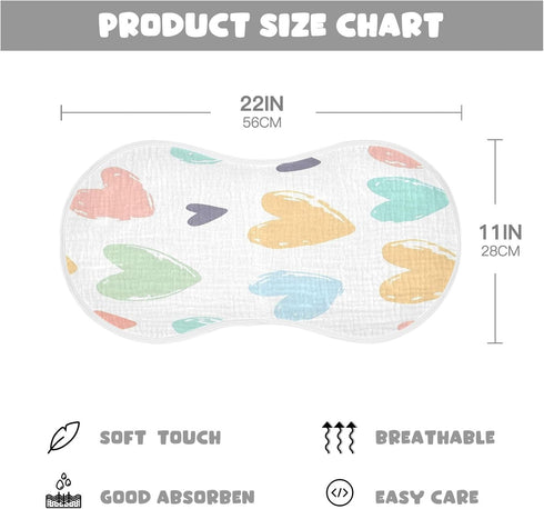 YETTASBIN Love Heart Muslin Baby Burp Cloth, Super Soft Absorbent Cotton Burp Rag Baby Bibs Feeding Cloth for Newborn