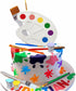 26 Pcs Art Cake Topper - Paint Cake Decorations with Paint Pen, Brush, Bucket for Kids Birthday Party