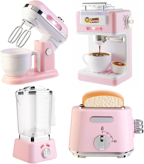 Play Kitchen Accessories, Pretend Play Kitchen Appliances Toy Set with Coffee Maker