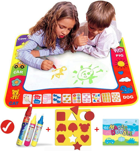 Magic Drawing Mat/Water Doodle Mats (31.4in x 23.6in) - Reusable Coloring Aqua Classic Mat with Magic Pen for Kids