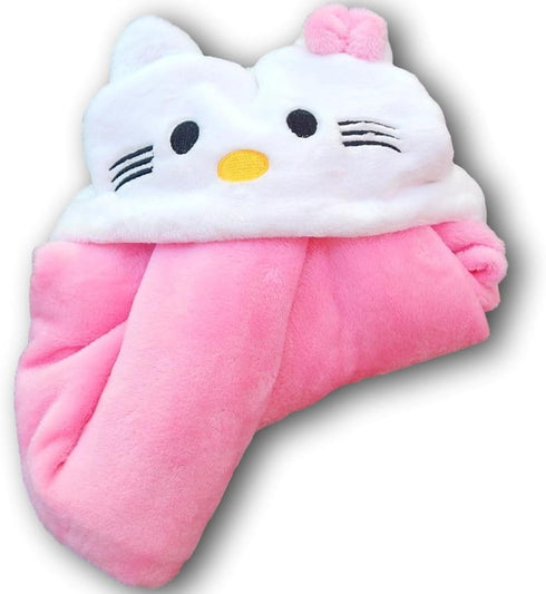 Hooded Toddler Blanket | Plush Soft Animal Baby Hoodie Blankie 36x27 + Hood, Light Pink