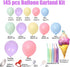 BSMLSPHW 145pcs Pastel Balloon Garland Arch Kit Macaron Rainbow Ballon with Long Foil Ice Cream Ballon for Baby Shower