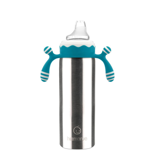 3-in-1 8 oz) Deluxe Stainless Steel Sippy Cup for Babies and Toddlers | Non-Toxic Plastic Free Liquid Transfer | Straw