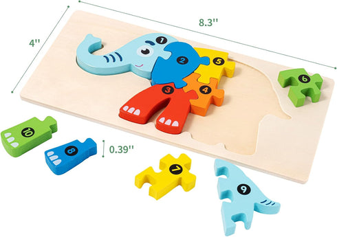6 Pack Wooden Animal Toddler Puzzles for Kids Ages 3-5, Baby Montessori Toys for Kids Age 2 3 4 5 6 Years, 6 Animal Patterns Learning Jigsaw Toys for 3 Year Olds for Girl Boy Ideal Gift