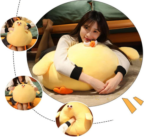 Funny Fat Chicken Plush Pillow - 17.7" Super Soft Simulation Mother Hen Doll, Cute Neck Pillow for Boys, Girls