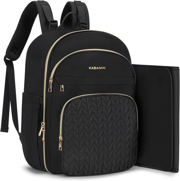 KABAQOO Baby Diaper Bag Backpack, Waterproof Diaper Backpack for Mom & Dad