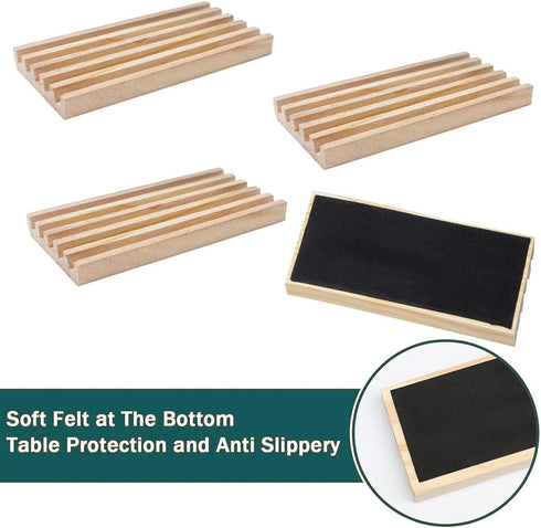 Wooden Domino Trays/Racks Set of 4, Mexican Train Domino Trays/Racks for Double 12 Tiles Holders