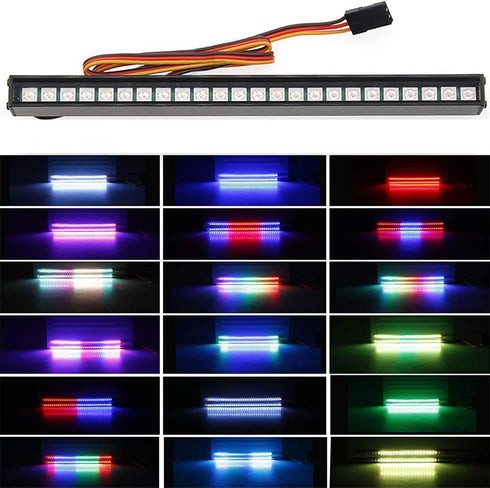 RC LED Light Bar Roof LED Lamp Kit, 20 Light Modes Control 155mm for 1/10 TRX-4 TRX-6 D90 HSP Redcat RC4WD Tamiya Axial