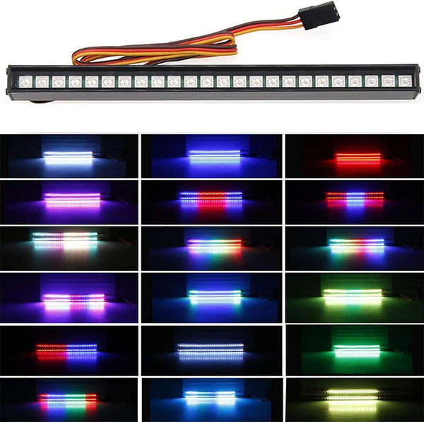 RC LED Light Bar Roof LED Lamp Kit, 20 Light Modes Control 155mm for 1/10 TRX-4 TRX-6 D90 HSP Redcat RC4WD Tamiya Axial