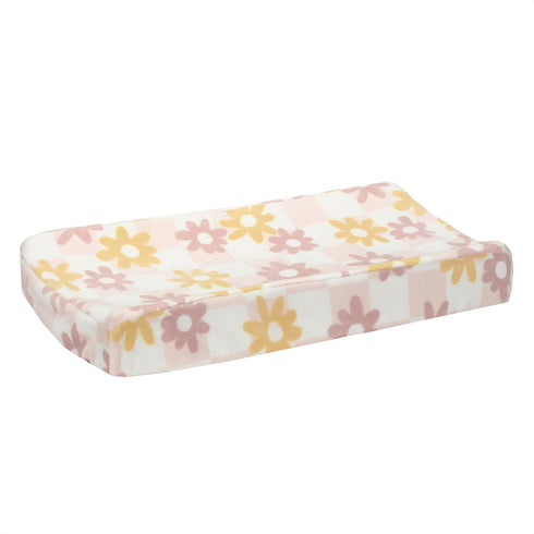 Luxury Pink & White Checkered Changing Pad Cover - Daisy Dreams by Lambs & Ivy