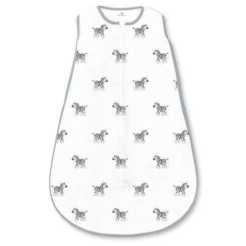 Amazing Baby Cotton Muslin Sleeping Sack, Wearable Blanket with 2-way Zipper, Zebras, Black, Medium (6-12 Month)
