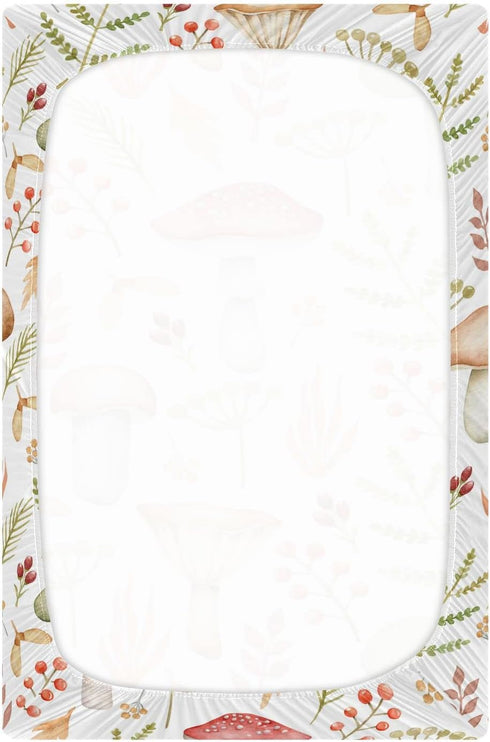 Mushroom Twig Fitted Crib Sheet, Soft Breathable for Girls and Boys, Standard Crib & Toddler Bed Mattress 27" x 39"