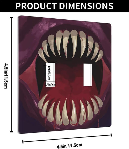 Big Monster Teeth Double Toggle Switch Covers, 2-Gang Wall Plate, Funny Novelty Light Switch Covers