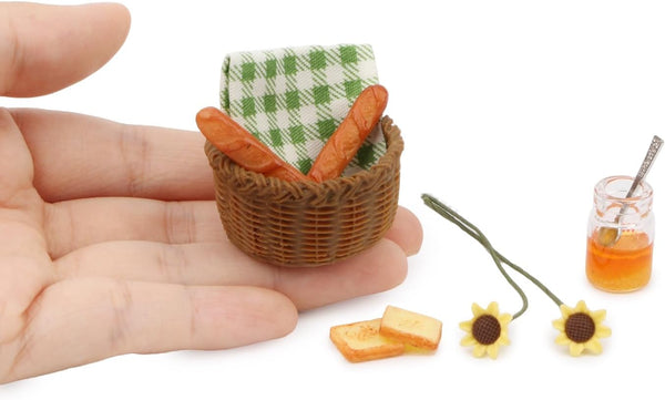 Miniature Food Dollhouse Accessories Garden Decor 1:12 Scale Bread Honey Picnic Basket