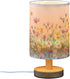 Vdsrup Table Lamp Wildflowers Colorful Nightstand lamp Fabric Lamps with Wood Base Fabric Shade Bedside Desk Lamps