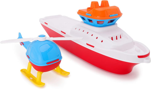 Toyland 17" 2+) Floating Tugboat Bathtub & Pool Toy for Toddlers Water Boat with Removable Helicopter, Durable