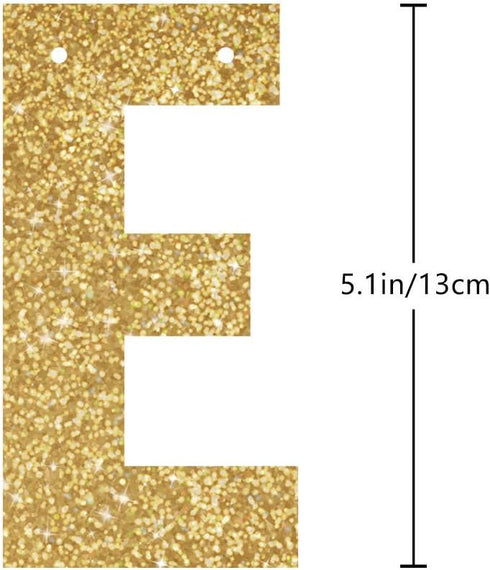 Gold Happy 11th Birthday Banner, Glitter Decorations for 11 Years Old Boy or Girl Party Supplies